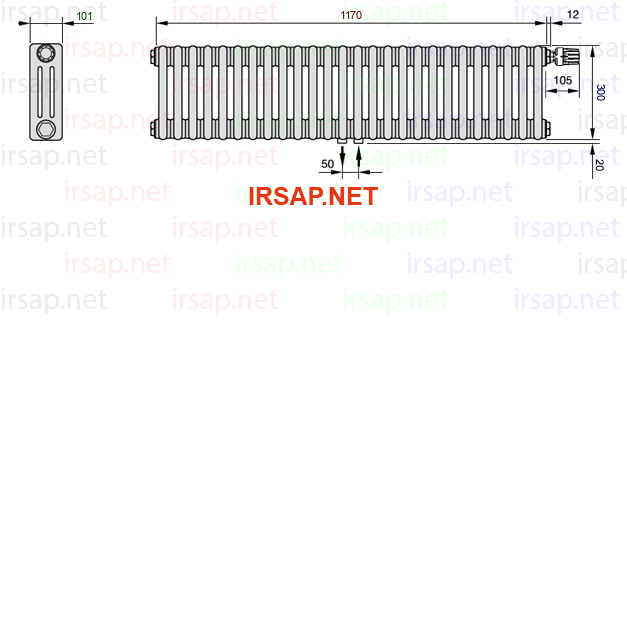 чертеж радиатора Irsap Tesi 30300-2630300-26-52-01